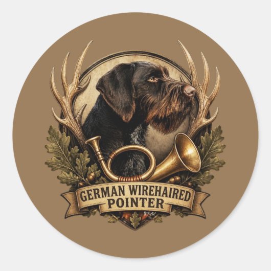 Sticker Rond German Wirehaired Pointer (Devant)
