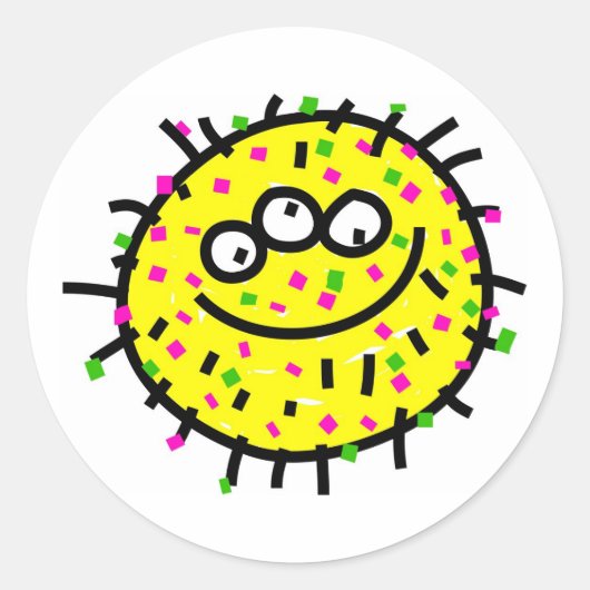 Sticker Rond Germe de dessin jaune (Devant)