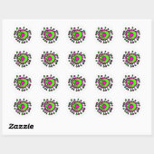 Sticker Rond Germe de dessin vert et rose (Feuille)