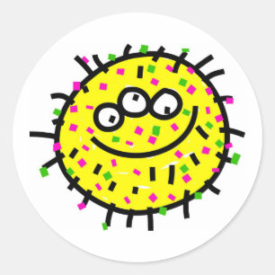 Sticker Rond Germe jaune de bande dessinée