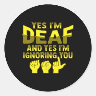 Sticker Rond Gesture à la main Sourde de l'ouïe perte de consci