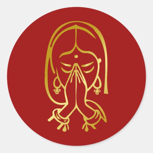 Sticker Rond Gesture de bienvenue indienne - Namste (Devant)