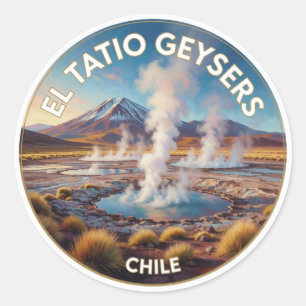 Sticker Rond Geysers El Tatio Chili Paysage volcanique andin