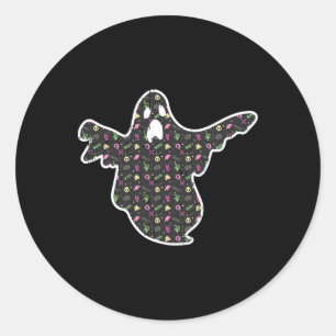 Sticker Rond Ghost Boo Grim Reaper Citrouille Motif Easy Hallow