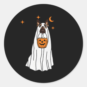 Sticker Rond Ghost Chien Berger Allemand Et Halloween Fu Citrou