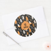 Sticker Rond Ghost éffrayant mignon Halloween noir orange (Enveloppe)