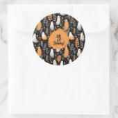 Sticker Rond Ghost éffrayant mignon Halloween noir orange (Sac)
