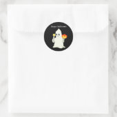 Sticker Rond Ghost et Citrouille d'Halloween mignon en noir (Sac)