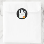 Sticker Rond Ghost et Citrouille d'Halloween mignon en noir (Sac)