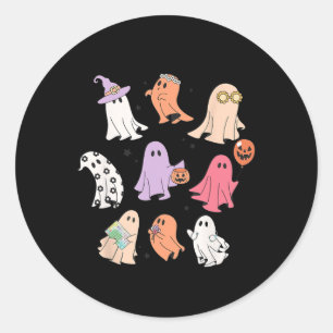 Sticker Rond Ghost Friends Halloween AAC SLP Squad Discours Lan