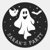 Sticker Rond Ghost Halloween mignon Avec Coeur Et Chat (Devant)