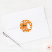 Sticker Rond Ghost Halloween noir blanc orange boite (Enveloppe)