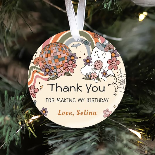 Sticker Rond Ghost Halloween Retro Super Anniversaire