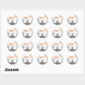 Sticker Rond Ghost House Halloween Baby shower thème automne (Feuille)