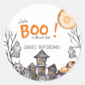 Sticker Rond Ghost House Halloween Baby shower thème automne (Devant)