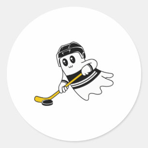 Sticker Rond Ghost Jouer Hockey sur glace Halloween Costume Spo