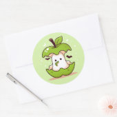 Sticker Rond Ghost mignon et Halloween vert pomme (Enveloppe)