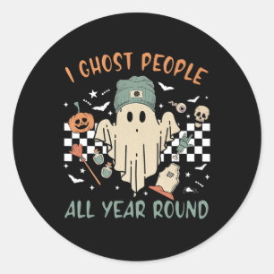 Sticker Rond Ghost People Toute L'Année Retro Halloween Ghost