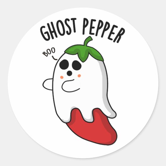 Sticker Rond Ghost Pepper Funny Chili Pun (Devant)