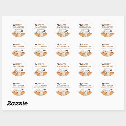 Sticker Rond Ghost Pumpkin Personalized Halloween Party  (Feuille)