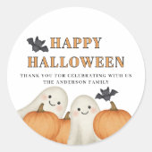 Sticker Rond Ghost Pumpkin Personalized Halloween Party (Devant)