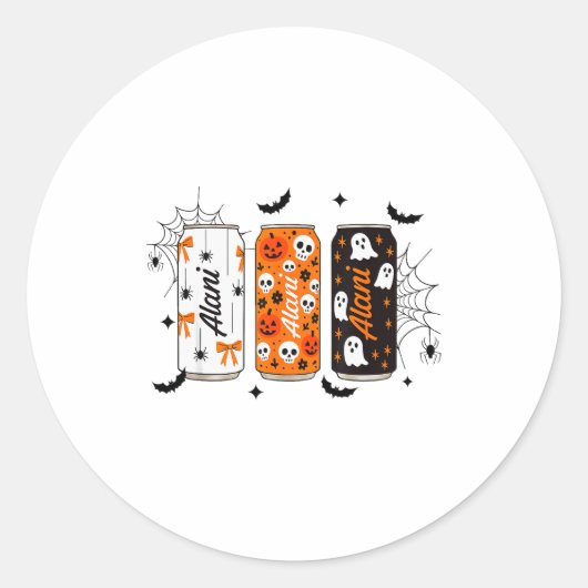 Sticker Rond Ghost Pumpkin Sce Funny Halloween Energy Drink Can (Devant)