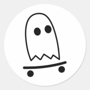 Sticker Rond Ghost Skateboard Lazy Costume d'Halloween Fun Ska