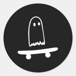 Sticker Rond Ghost Skateboard Lazy Halloween Costume amusant Sk