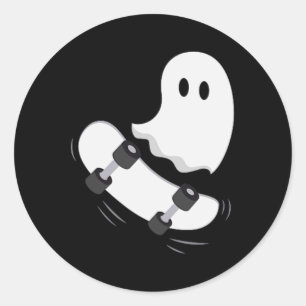 Sticker Rond Ghost Skateboard Lazy Halloween Costume amusant Sk