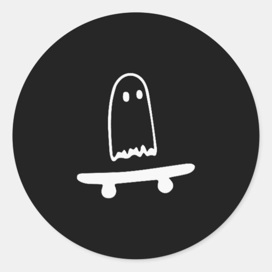 Sticker Rond Ghost Skateboard Lazy Halloween Costume Funny Skat (Devant)
