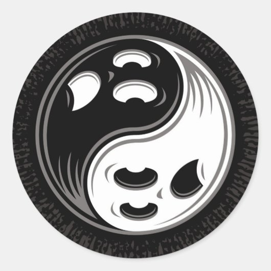 Sticker Rond Ghost Yin Yang Noir et blanc (Devant)