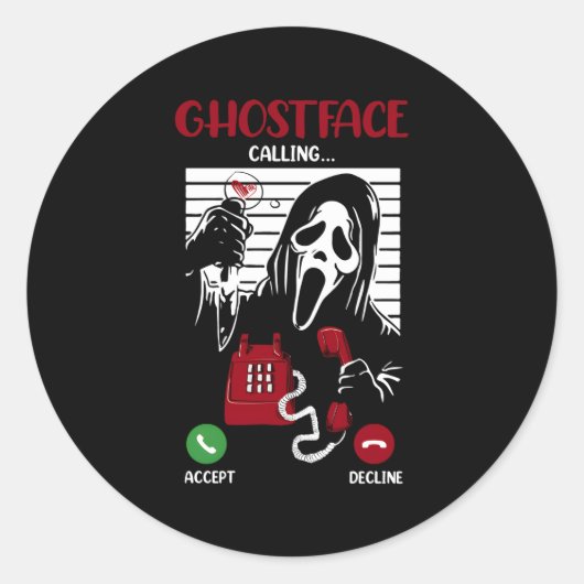 Sticker Rond Ghostface Appelle Halloween Ghost Effrayer pour (Devant)