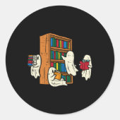 Sticker Rond Ghosts Lecture Livres Enseignant Halloween Bibliot (Devant)