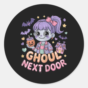 Sticker Rond Ghoul À Proximité Mignonne Halloween Fantôme Ts Ét