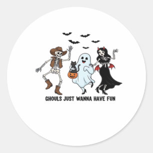 Sticker Rond Ghouls veut juste s'amuser - Danser Squelette Spoo