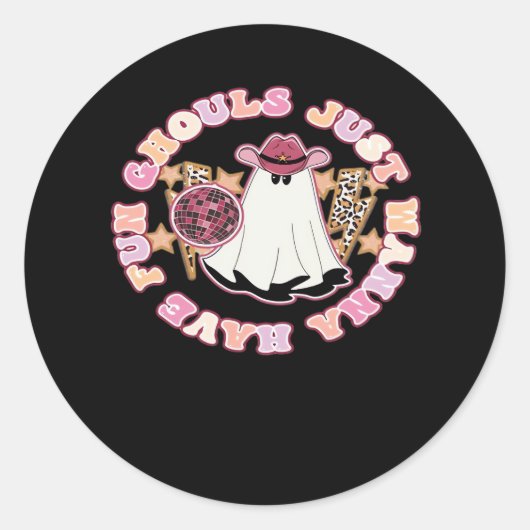 Sticker Rond Ghouls veut juste s'amuser (Hallowee de style occi (Devant)
