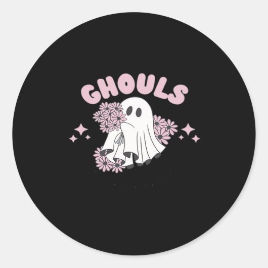 Sticker Rond Ghouls veut juste s'amuser Halloween Art Basic Sty (Devant)