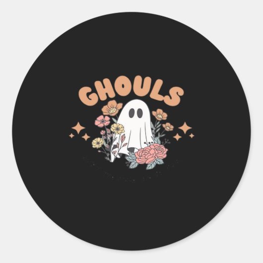 Sticker Rond Ghouls veut juste s'amuser Halloween Art Sloth Des (Devant)