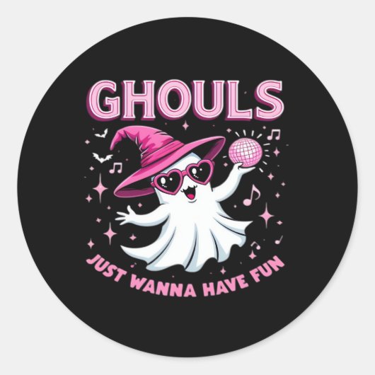 Sticker Rond Ghouls veut juste s'amuser Halloween Éffrayant - a (Devant)