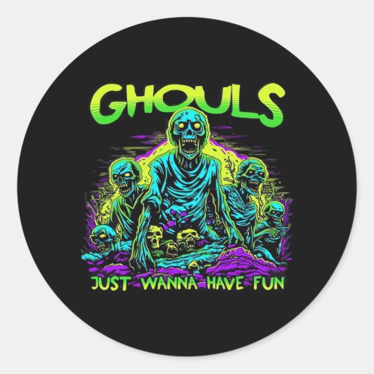 Sticker Rond Ghouls veut juste s'amuser - Halloween Sloth Desig (Devant)