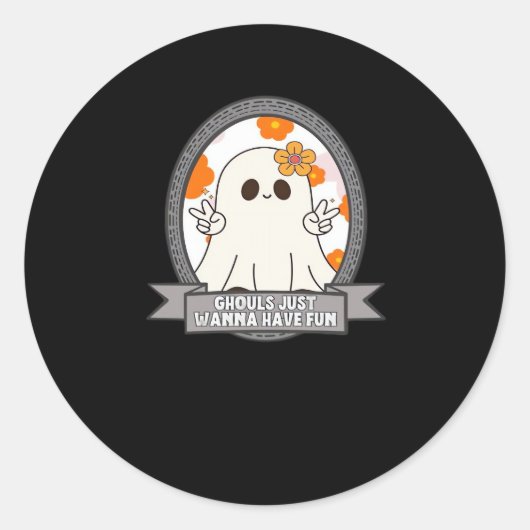 Sticker Rond Ghouls veut juste s'amuser Sloth Halloween (Devant)