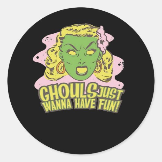 Sticker Rond Ghouls Veux Juste S'Amuser Paresseuse Paresseuse (Devant)