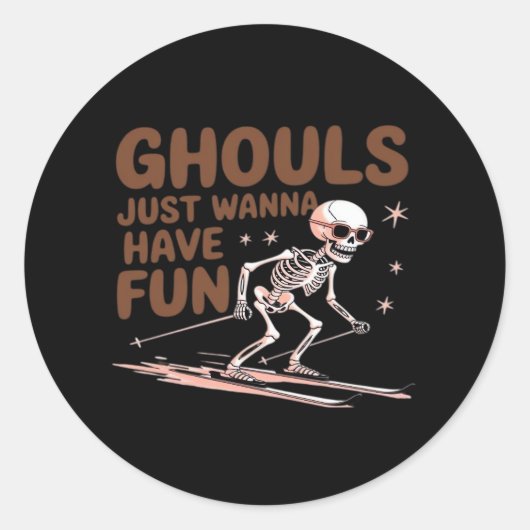 Sticker Rond Ghouls Veux Juste S'Amuser Pour Halloween Et Tombe (Devant)