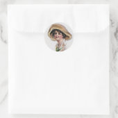 Sticker Rond Gibson Girl en Casquette et Cravate verte (Sac)