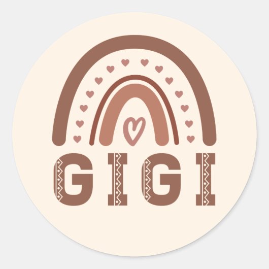 Sticker Rond Gigi Boho Arc-en-ciel de mignons cadeaux grand-mèr (Devant)