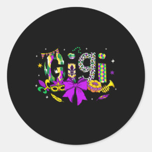 Sticker Rond Gigi Coquette Bow Mardi Gras Femmes Maman Mère Car