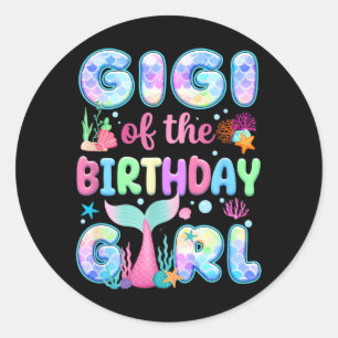 Sticker Rond Gigi de la fille sirène d'anniversaire famille app