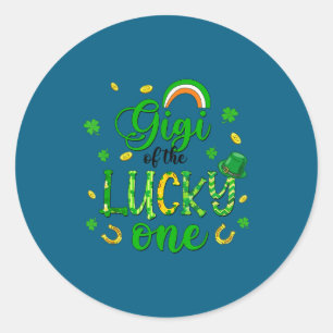 Sticker Rond Gigi du chanceux 1er anniversaire enfants trèfle