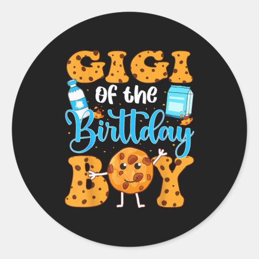 Sticker Rond Gigi Of The Birthday Boy Milk And Cookies 1st Birt (Devant)