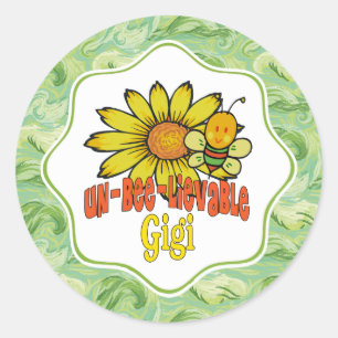 Sticker Rond Gigi Tournesol et abeilles incroyables